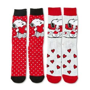 Snoopy Peanuts Valentine's Adult 2 Pack Gift Box Socks NWT